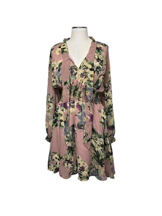 Ninth Wonder Dresses & Skirts - Ninth Wonder Floral Mini Dress Long Sleeves V Neck M